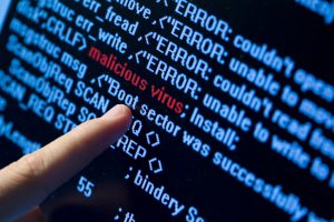 Computer security concept. Virus in program code